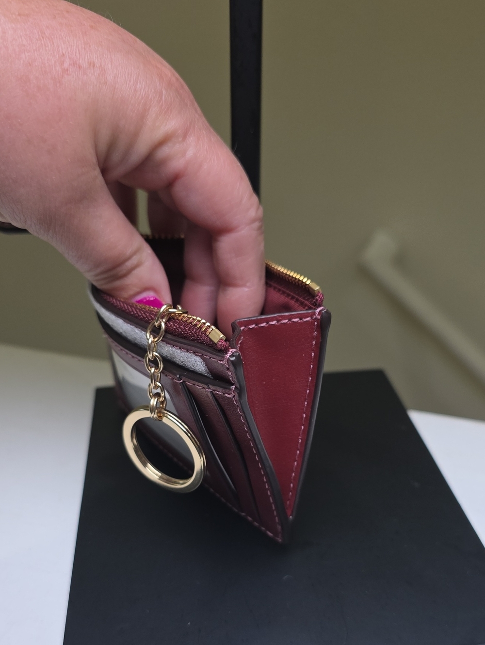 Coach F39047 Signature Canvas Card Holder Pop StarPrint Brown/Metallic Pink NWOT - Picture 9 of 10